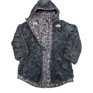 Girls North Face Mossbud Swirl Hooded Parka Jacket Coat Grey Size XS Reversible